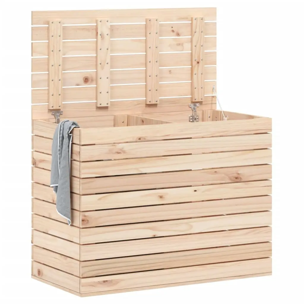 Wooden Laundry Basket with Lid Solid Pine Wood 88.5x44x66 cm Brown
