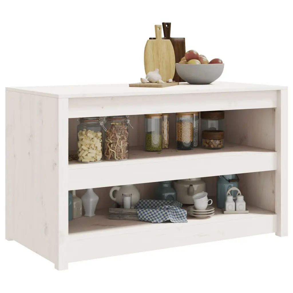 Outdoor Kitchen Cabinet Solid Pine Wood White Garden Storage Cupboard