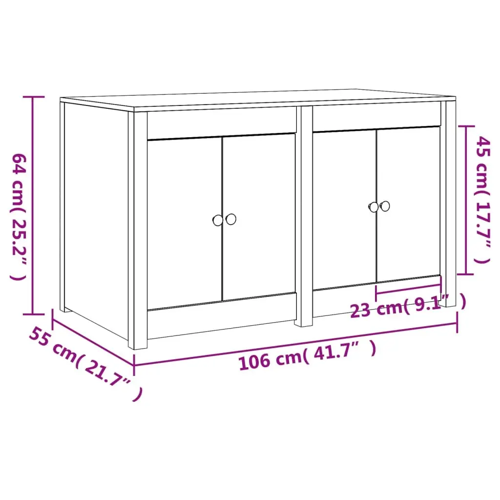 Outdoor Kitchen Cabinet Solid Pine Wood Brown Garden Storage Cupboard