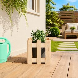 Garden Planter Box with Fence Design 30x30x30 cm Solid Pine Wood Patio Flower