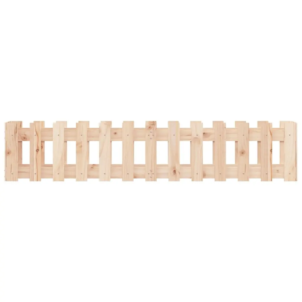Garden Raised Bed with Fence Design 150x30x30cm Solid Pine Wood Planter Box