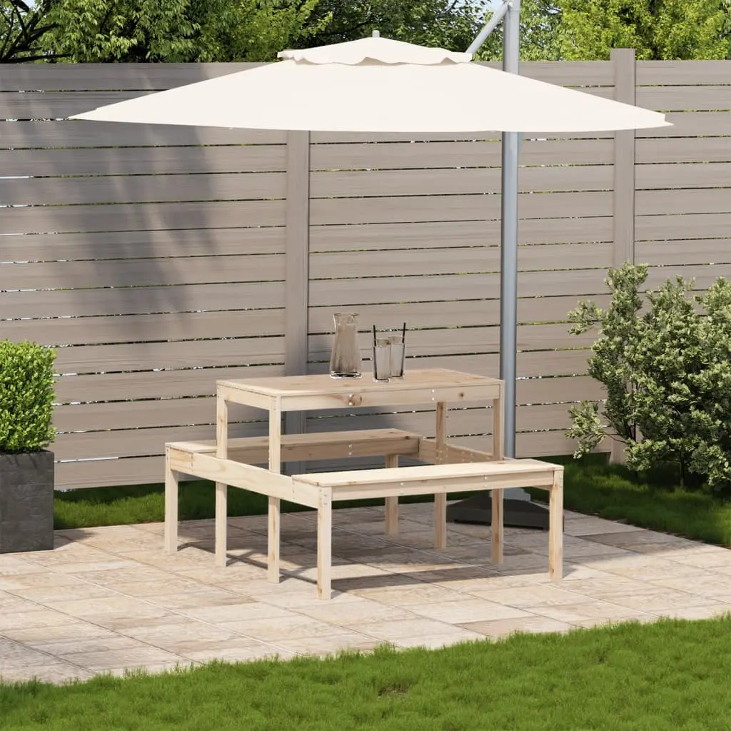 Solid Pine Wood Picnic Table Outdoor Garden Patio Dining 110x134x75 cm Brown