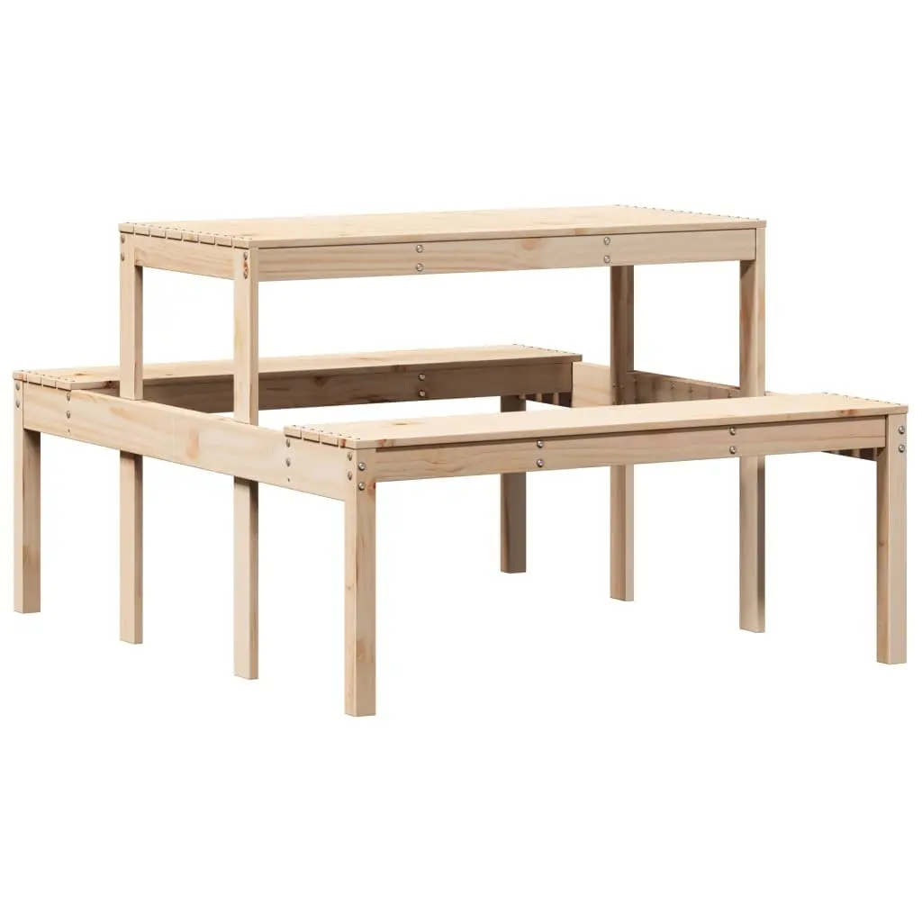 Solid Pine Wood Picnic Table Outdoor Garden Patio Dining 110x134x75 cm Brown