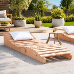 Sun Lounger Wooden Garden Patio Outdoor Lounge Chair Deck Recliner 205x60x31.5cm