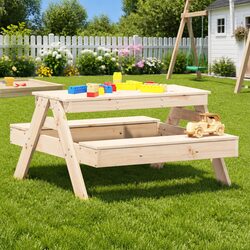Kids Picnic Table Outdoor Dining Bench Garden Furniture Wooden Play Activity