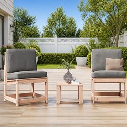 3 Piece Garden Lounge Set Solid Wood Outdoor Patio Furniture Seating Chairs