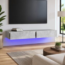 TV Cabinet with RGB LED Lights Storage Drawers Grey 120x35x15.5cm