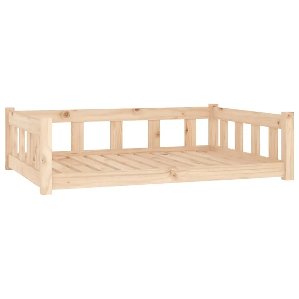 Dog Bed Rectangular Solid Pine Wood Frame 105.5x75.5x28 cm Brown