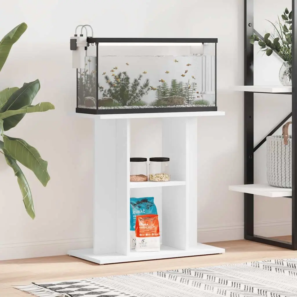 Aquarium Stand 60cm White Engineered Wood Storage Cabinet for Fish Tank Display