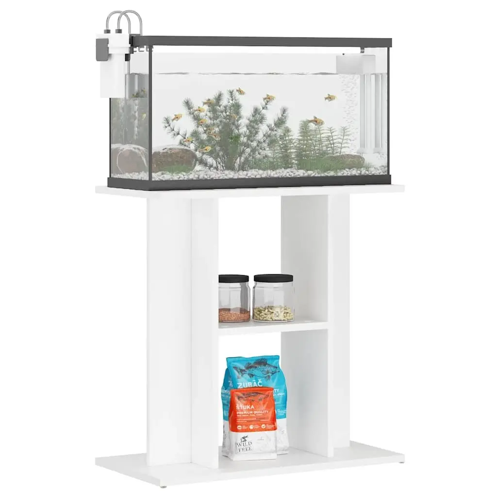 Aquarium Stand 60cm White Engineered Wood Storage Cabinet for Fish Tank Display