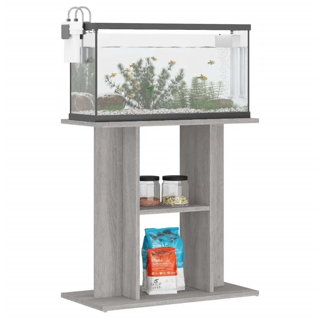 Aquarium Stand 3-Tier Storage Grey Engineered Wood 60x30x60 cm Fish Tank Display Cabinet