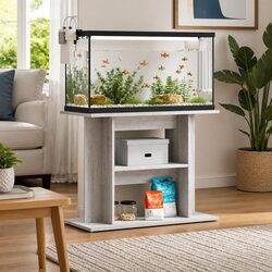 Aquarium Stand 3-Tier Fish Tank Cabinet Grey Sonoma Storage Display 80x35x60cm