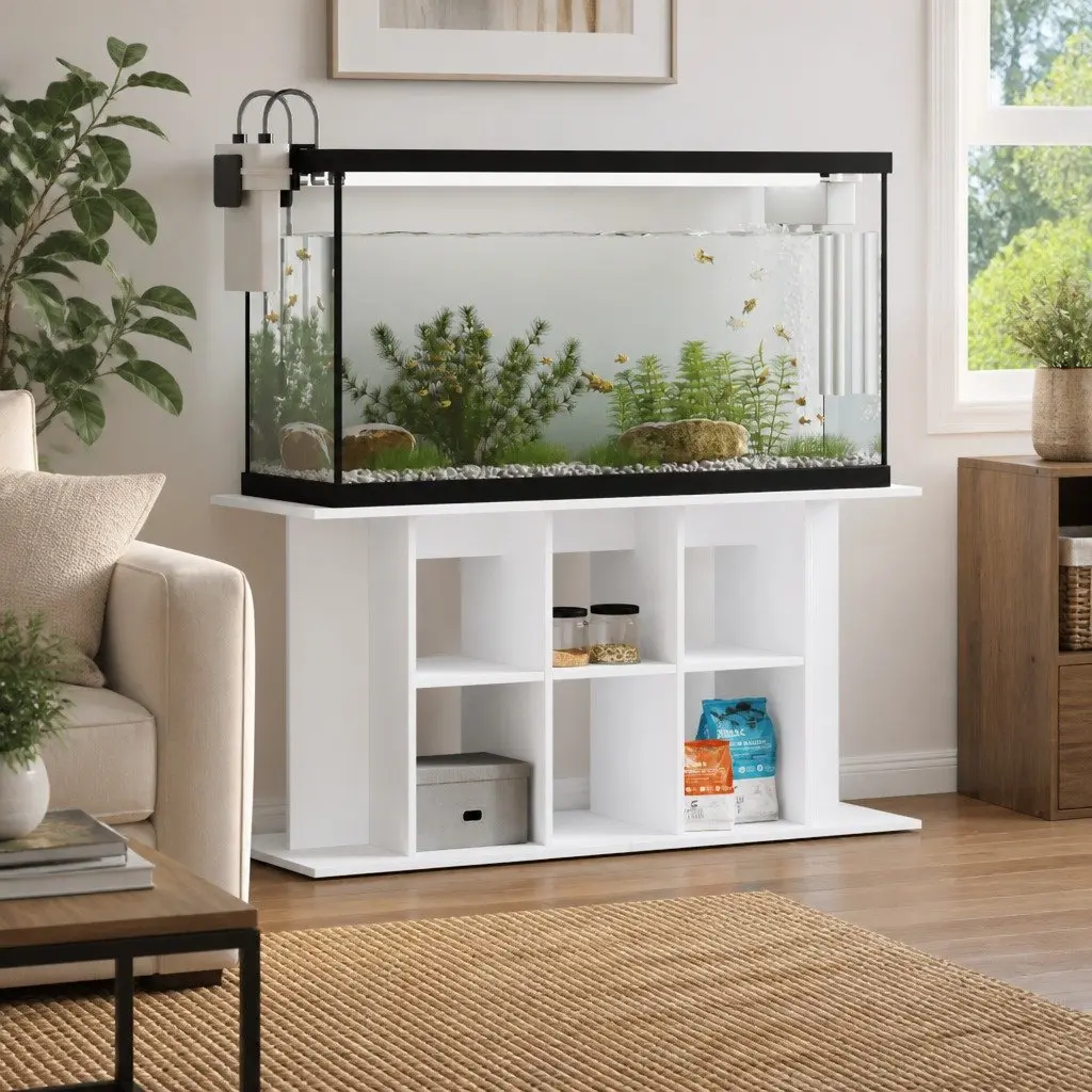 Aquarium Stand Fish Tank Cabinet White 120x40x60 cm Storage Display Holder