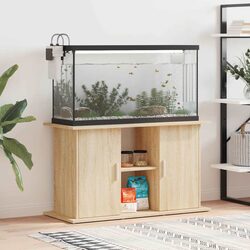 Aquarium Stand Brown Engineered Wood Fish Tank Cabinet Storage Shelves Display