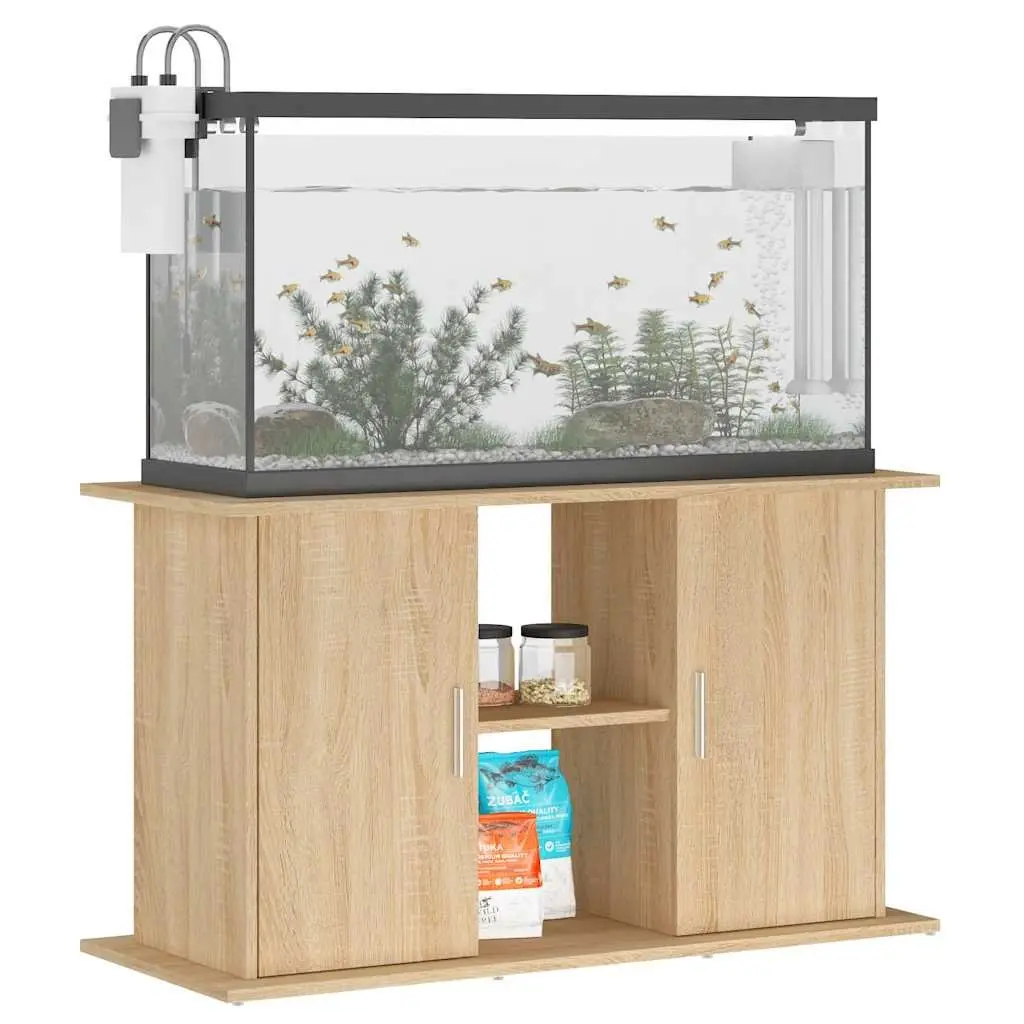 Aquarium Stand Brown Engineered Wood Fish Tank Cabinet Storage Shelves Display