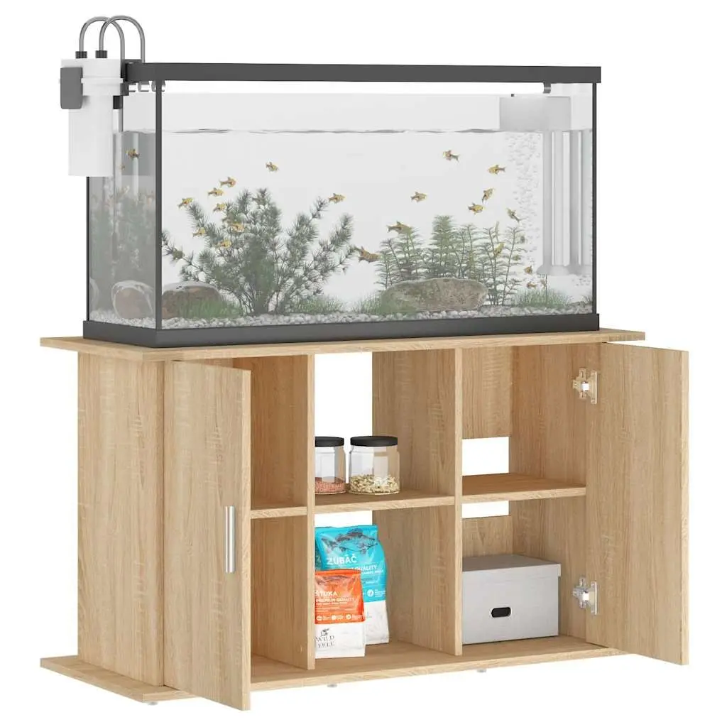 Aquarium Stand Brown Engineered Wood Fish Tank Cabinet Storage Shelves Display