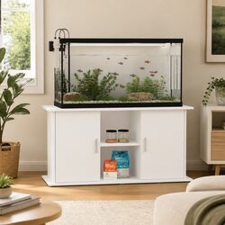 Aquarium Stand White Storage Cabinet Fish Tank Display with Shelves 121x41x58cm