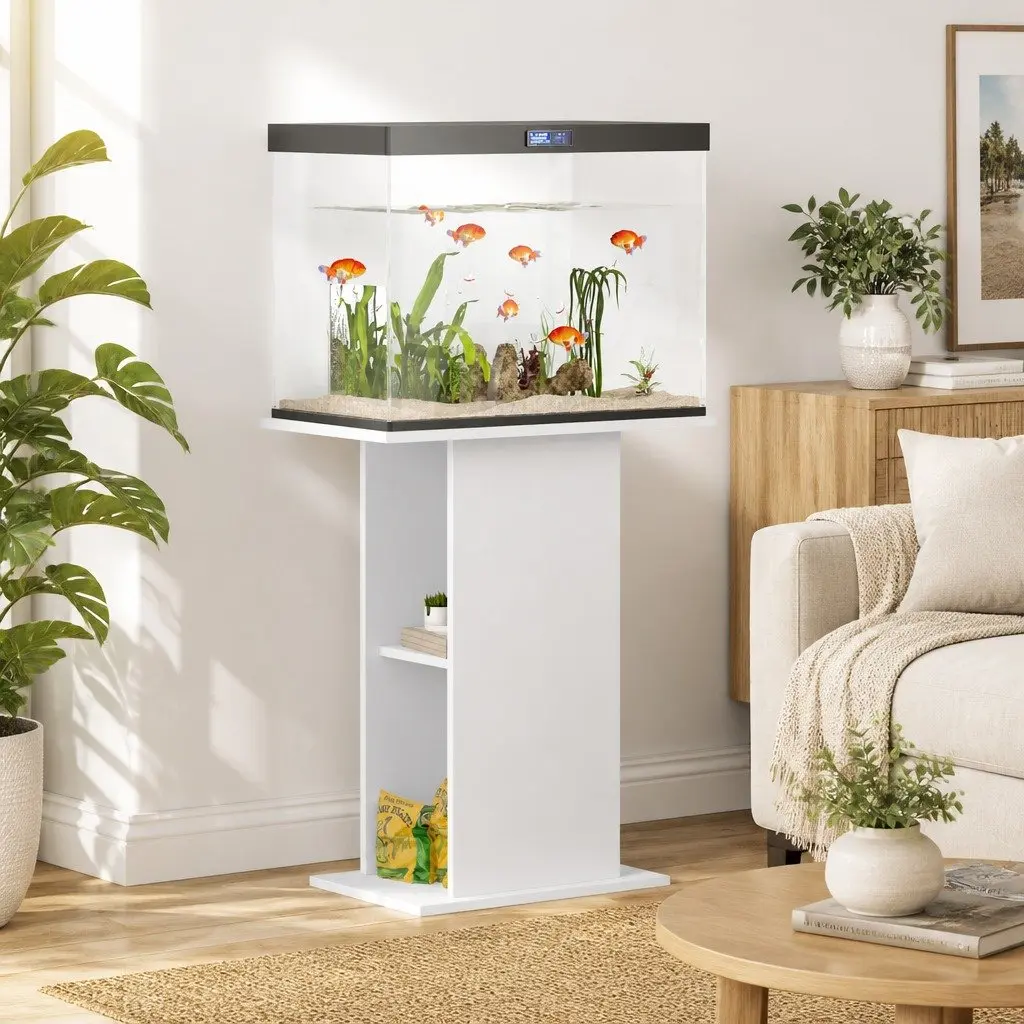 Aquarium Stand White 60.5x36x72.5cm Fish Tank Display Base Storage Shelf