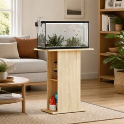 Aquarium Stand Fish Tank Cabinet Brown Storage Furniture Engineered Wood