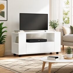 TV Cabinet White 102x34.5x43cm Engineered Wood Media Unit Storage