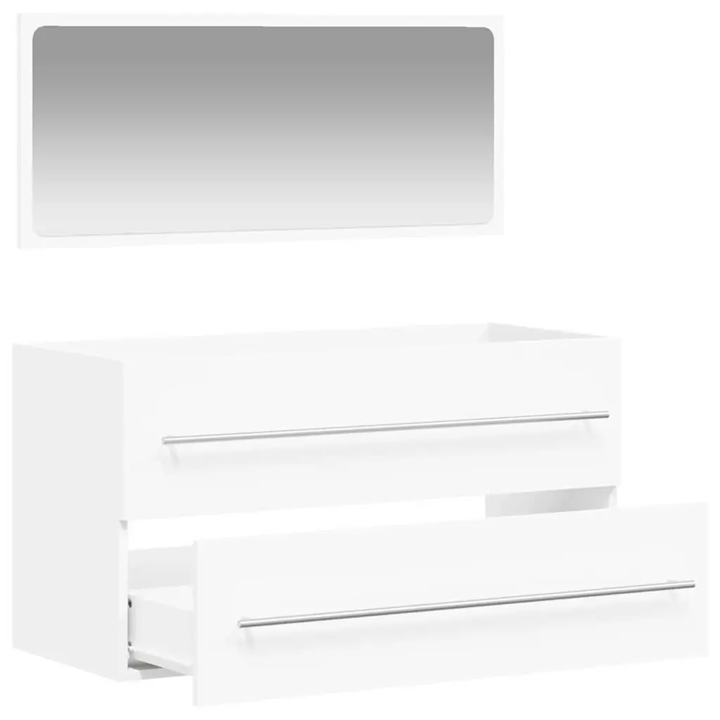 Bathroom Cabinet Wall-Mounted with Mirror White Storage Organizer