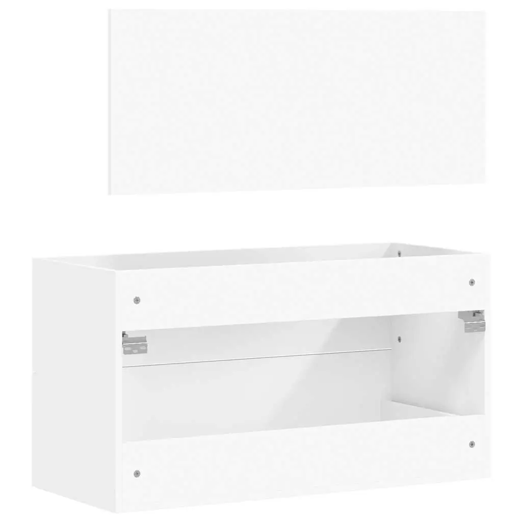Bathroom Cabinet Wall-Mounted with Mirror White Storage Organizer