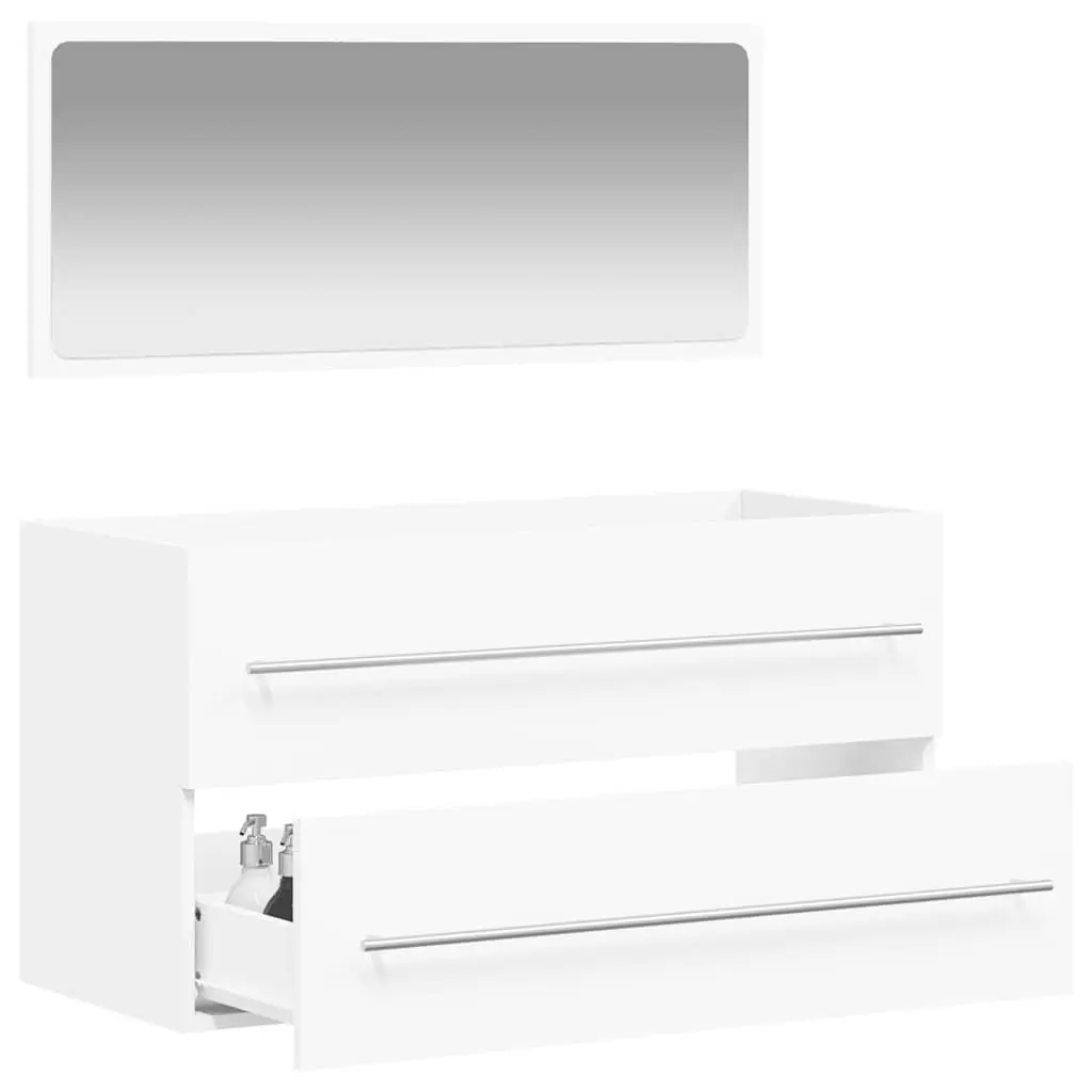 Bathroom Cabinet Wall-Mounted with Mirror White Storage Organizer