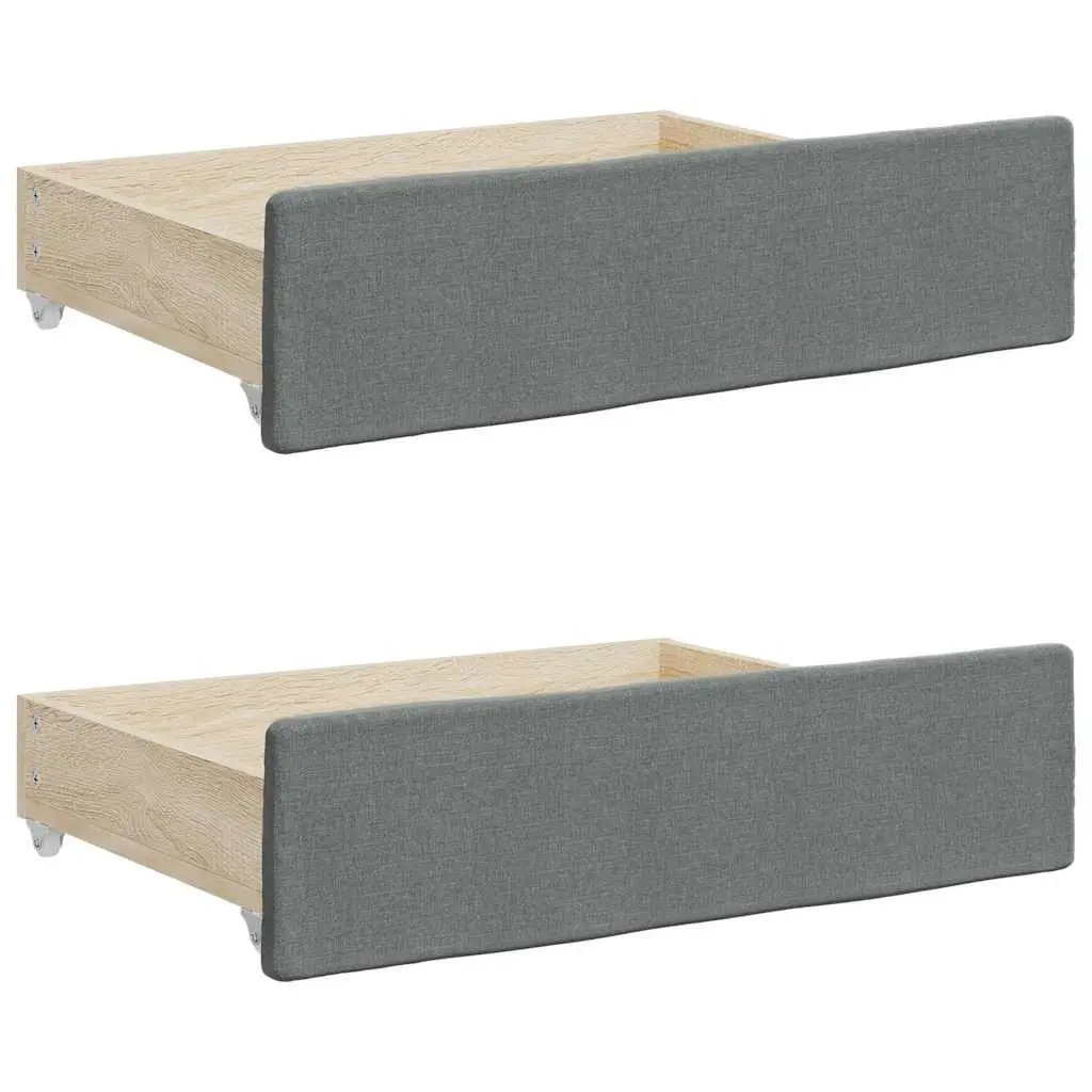 Under Bed Storage Drawers Grey Fabric Upholstered 2 Piece
