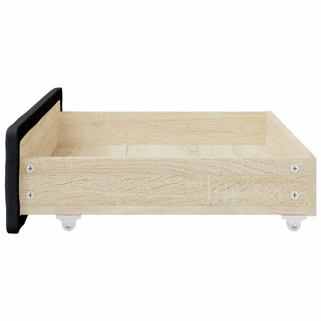 Under Bed Storage Drawers 2 Piece Black Faux Leather Engineered Wood