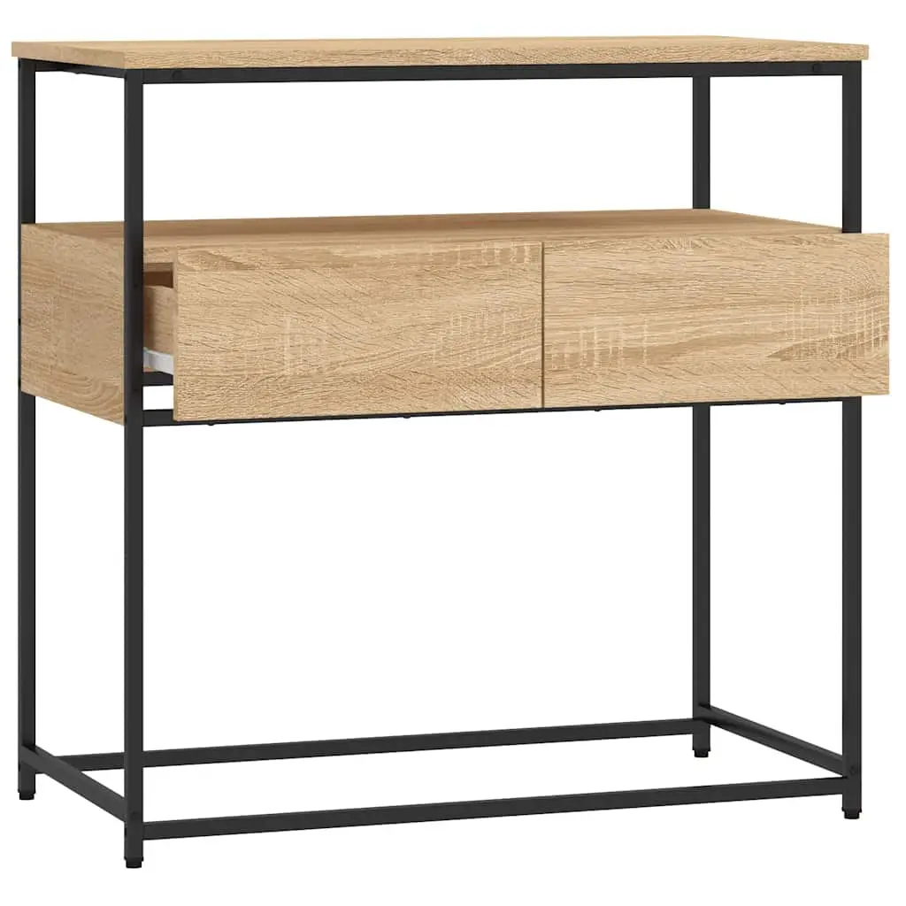 Console Table Engineered Wood Metal Frame Brown 75W x 40D x 75H cm
