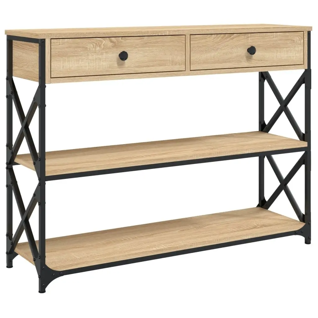 Console Table Engineered Wood Brown 100x28x75 cm Hallway Entryway Storage Accent Table