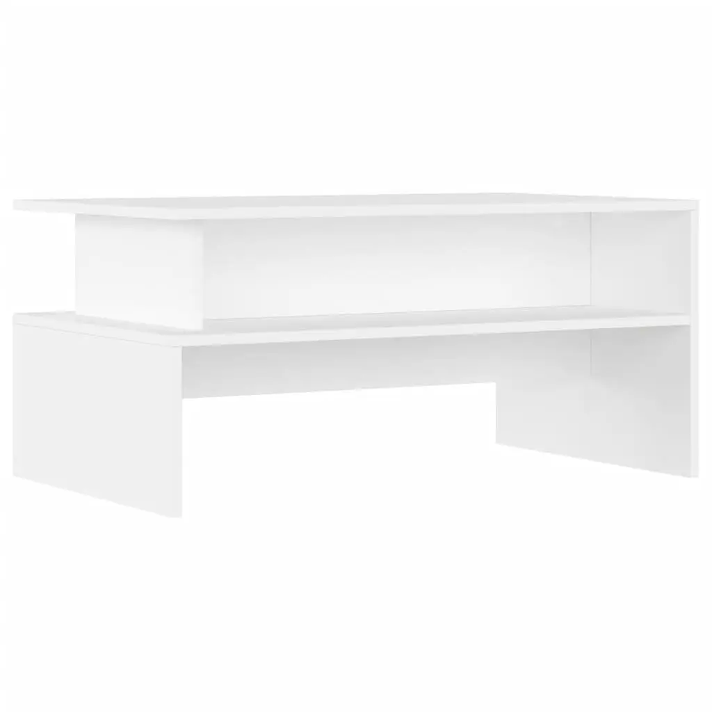 Coffee Table with Storage Compartment Engineered Wood 90L x 55W x 42.5H cm White