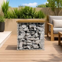 Garden Bench Outdoor Seating Gabion Design Impregnated Pinewood Brown 43x44x42cm