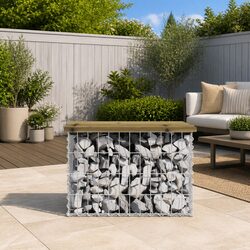 Garden Bench Outdoor Seating Gabion Design Impregnated Pinewood Brown 63x44x42cm