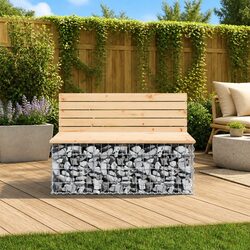 Garden Bench Outdoor Seating Gabion Design Pinewood Brown Patio Furniture
