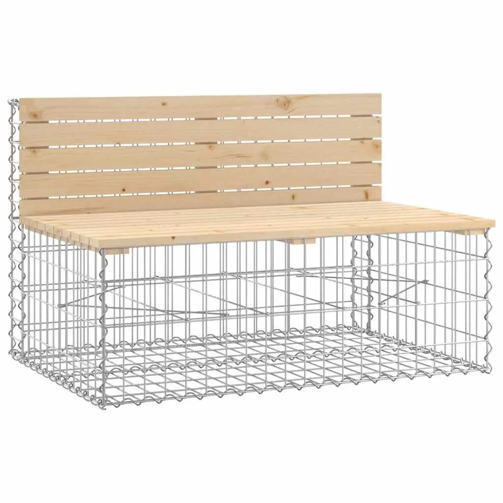 Garden Bench Outdoor Seating Gabion Design Pinewood Brown Patio Furniture