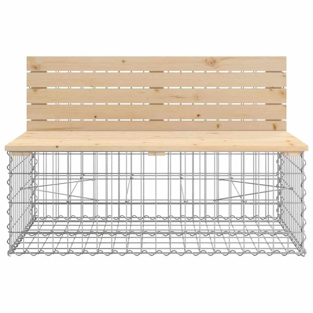Garden Bench Outdoor Seating Gabion Design Pinewood Brown Patio Furniture