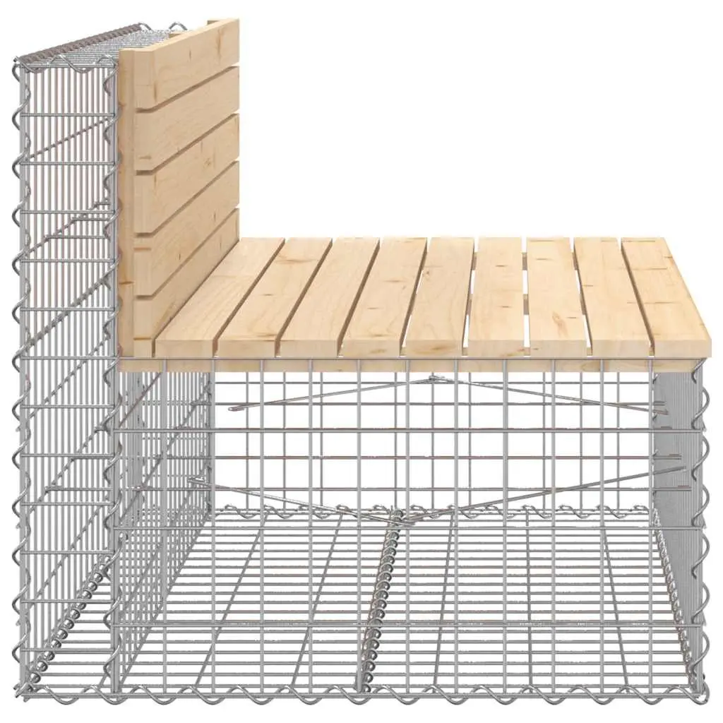 Garden Bench Outdoor Seating Gabion Design Pinewood Brown Patio Furniture