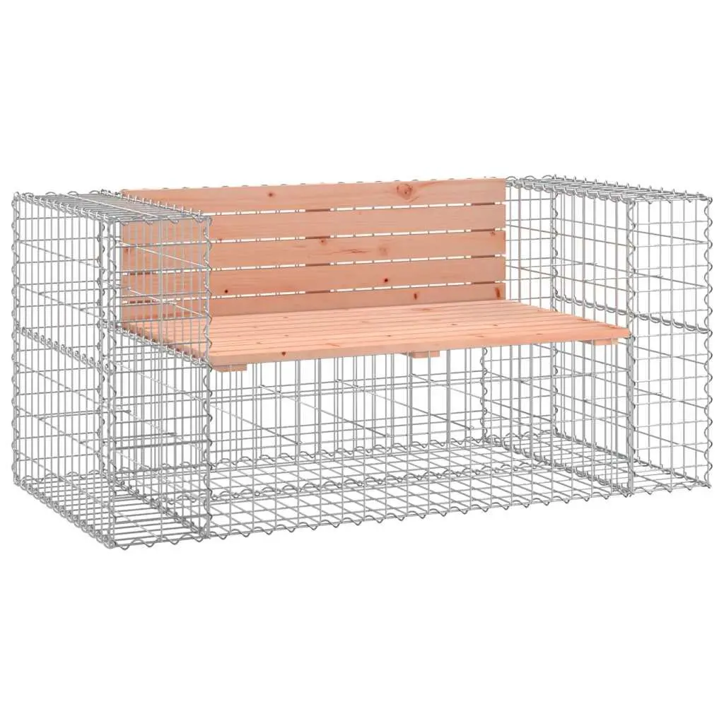 Garden Bench Gabion Design Solid Wood Outdoor Seating 143x71x65.5cm
