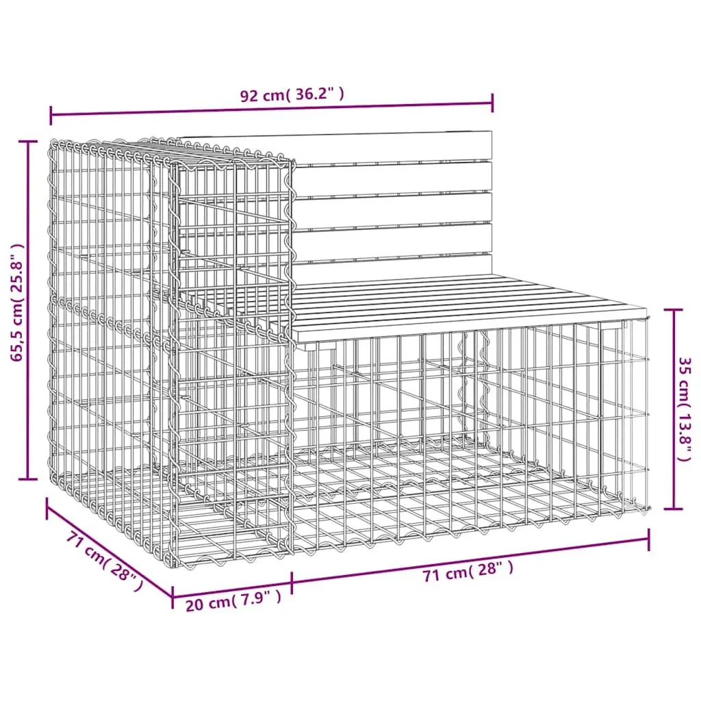 Garden Bench Outdoor Seating Solid Wood Gabion Design Backyard Patio Furniture
