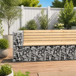 Garden Bench Gabion Design Outdoor Seating Solid Wood Pine Backyard Patio