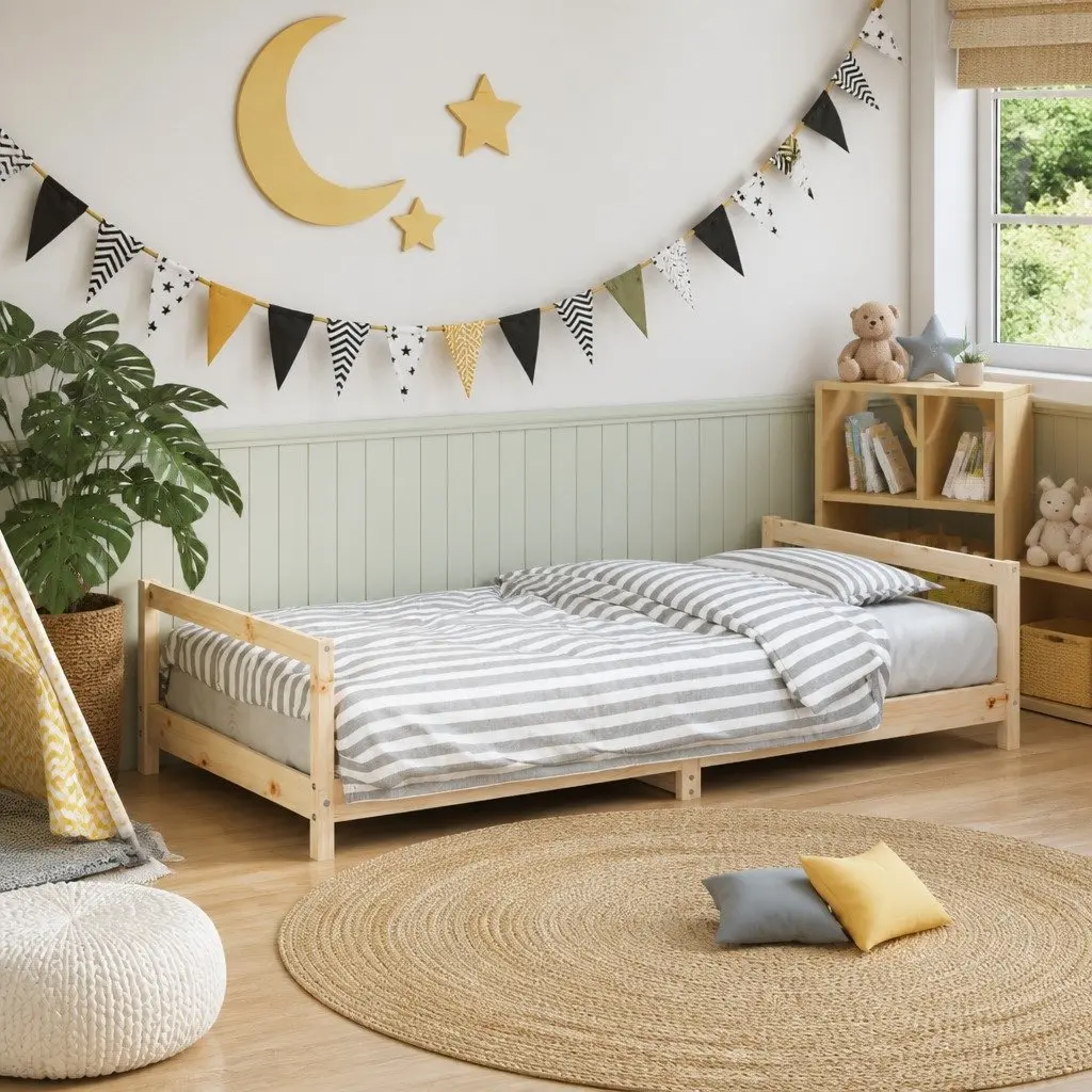 Kids Bed Frame Solid Pine Wood 90x190 cm Brown