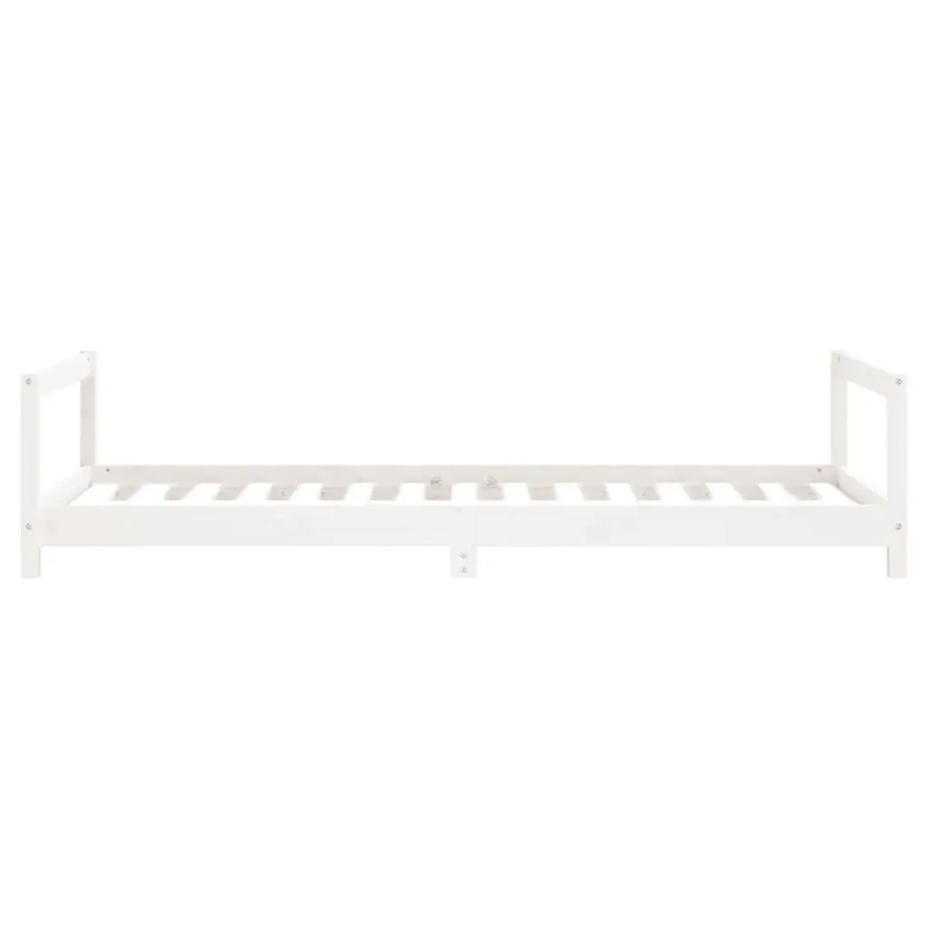 Kids Bed Frame Solid Pine Wood Low Height 90x190 cm White