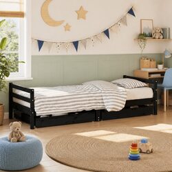 Kids Bed Frame with Storage Drawers 90x190 cm Solid Pine Wood Single Bed
