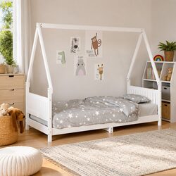Kids Bed Frame White 90x190 cm Solid Wood Pine House Design Low Toddler