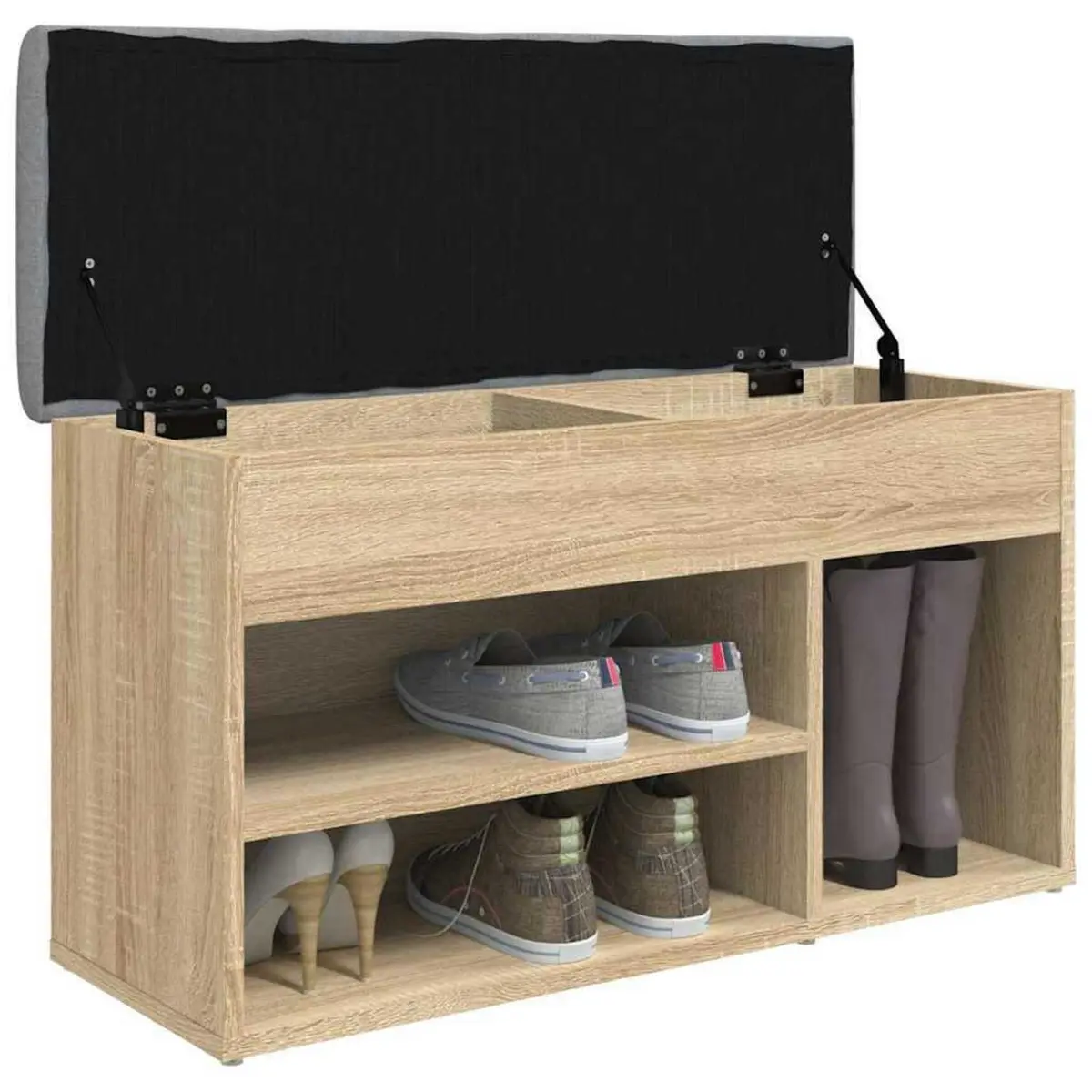 Shoe Bench Storage Padded Seat Organiser Brown