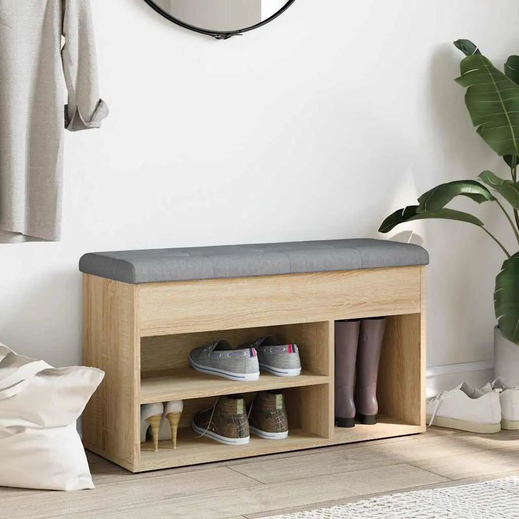 Shoe Bench Storage Padded Seat Organiser Brown