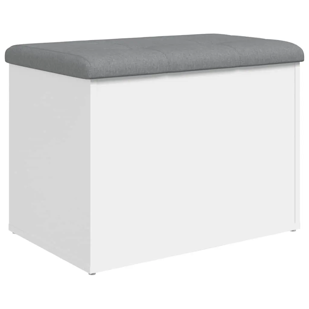 Storage Bench White Padded Cushion Lid for Hallway Entryway Seating