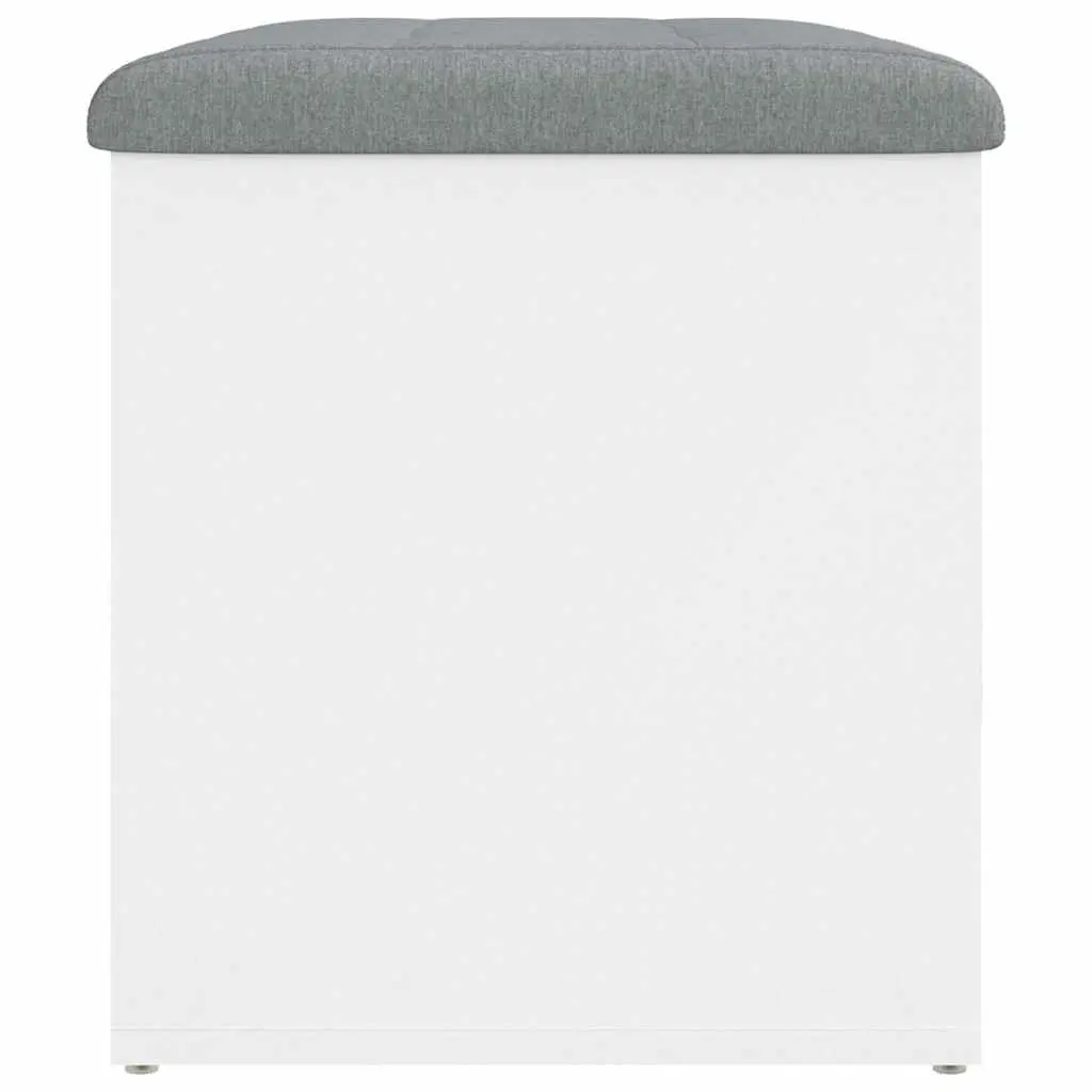 Storage Bench White Padded Cushion Lid for Hallway Entryway Seating