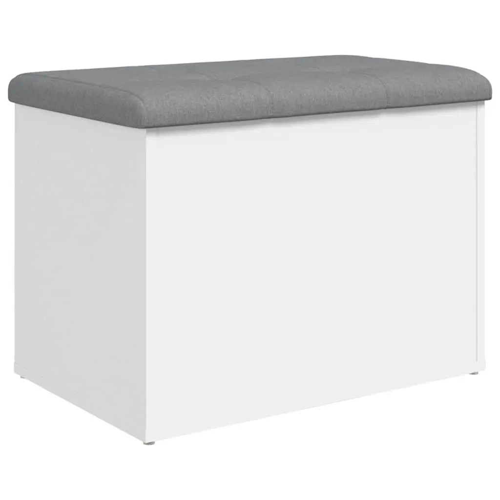Storage Bench White Padded Cushion Lid for Hallway Entryway Seating
